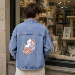 Chat Blanc Pastel Floral Botanique Romantique Noir