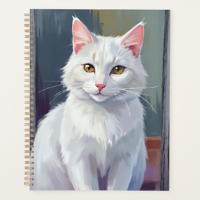 Chat Blanc | Peinture de Chat de Compagnie à l'Aqu (Devant)