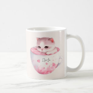 Chat blanc-rose mignonne dans une tasse de thé (3)