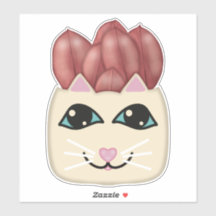 Chat blanc Sticker Plante en caoutchouc rouge de c