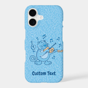 Chat bleu avec coque iphone violon