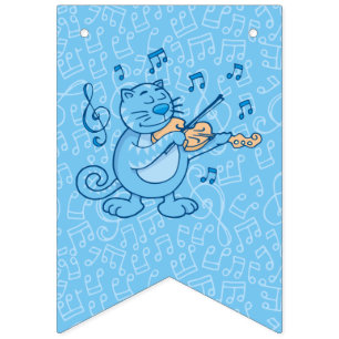 Chat bleu avec drapeaux de brassage de violon