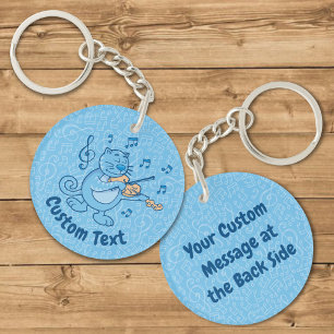 Chat bleu avec Porte - clé violon