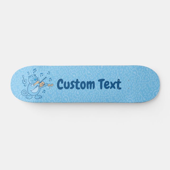 Chat bleu avec skateboard violon (Horz)