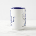 Chat bleu avec tasse WTF