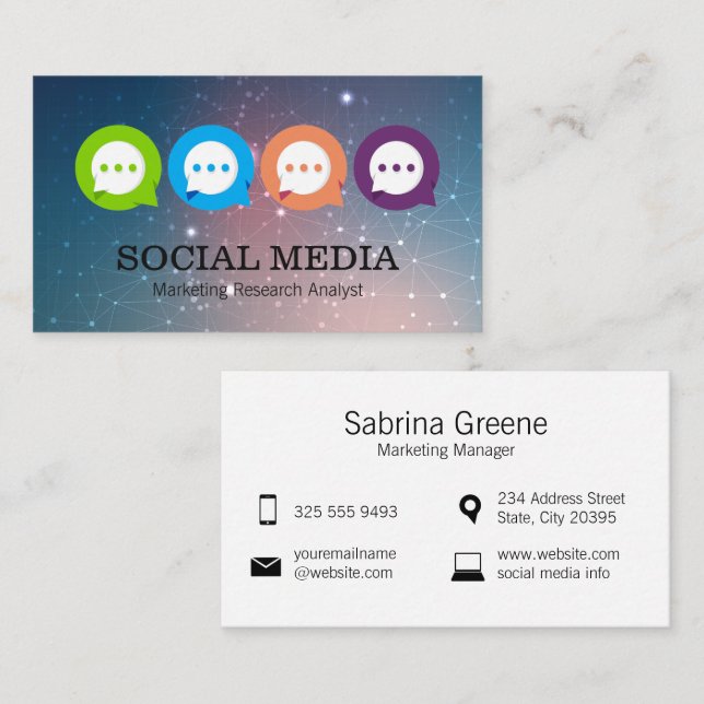 Chat Bubbles | Communications | Network Business Card (Front/Back)