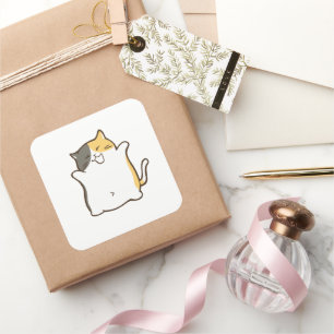 Chat calicot dodu - Autocollant Kawaii