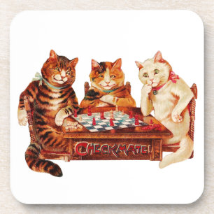 Chat Chess Checkmate Louis Wain Dessous de verre