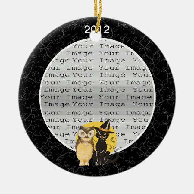 Chat & Chouette Halloween Ornement Mariage (Devant)