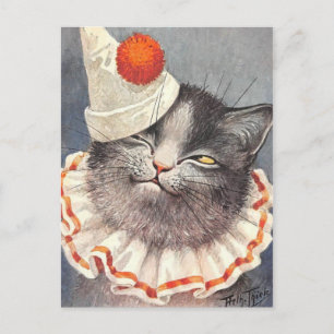 Chat clown postcard