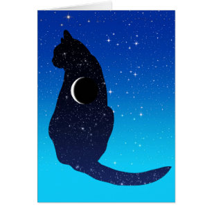 Chat cosmique avec motif d'étoiles et de croissant