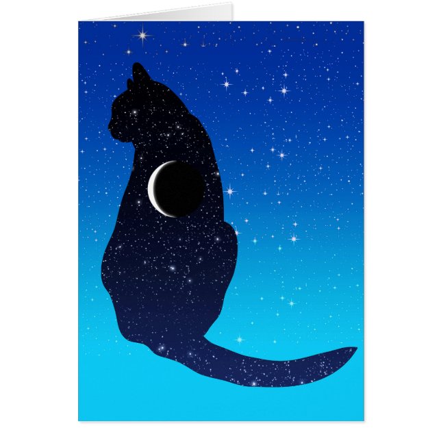 Chat cosmique avec motif d'étoiles et de croissant (Devant)