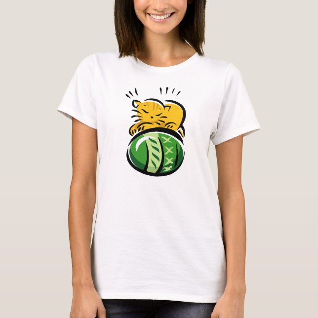 Chat couché avec T-shirt Oeuf de Pâques (Devant)