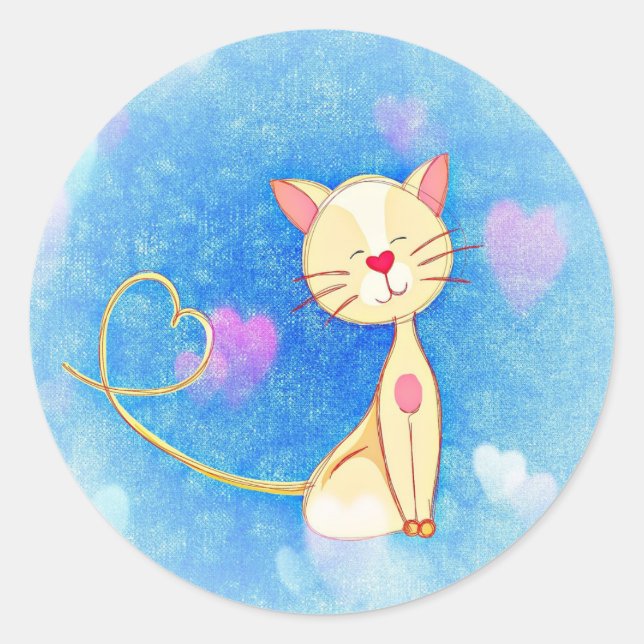 Chat d'amour avec Stickers Coeur - 6 (Devant)