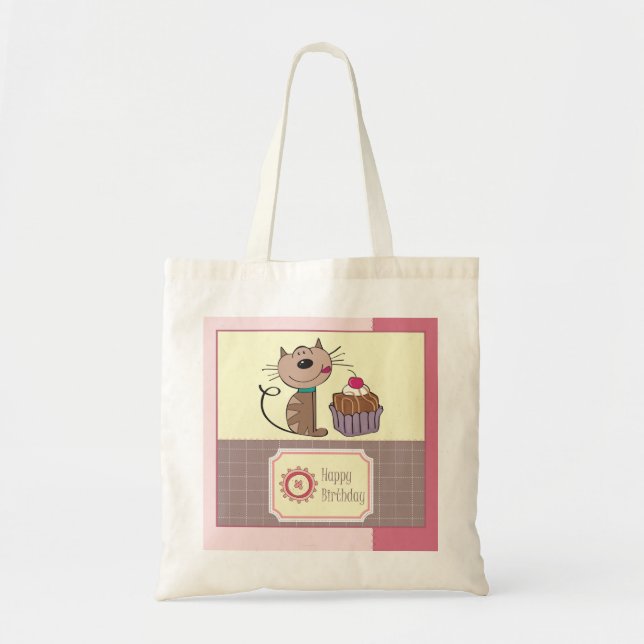 Chat d'anniversaire et sac fourre-tout à gâteau (Devant)