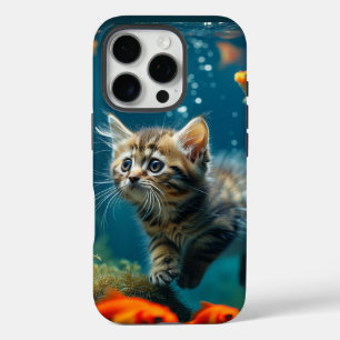 Chat dans aquarium iPhone 16 pro Coque