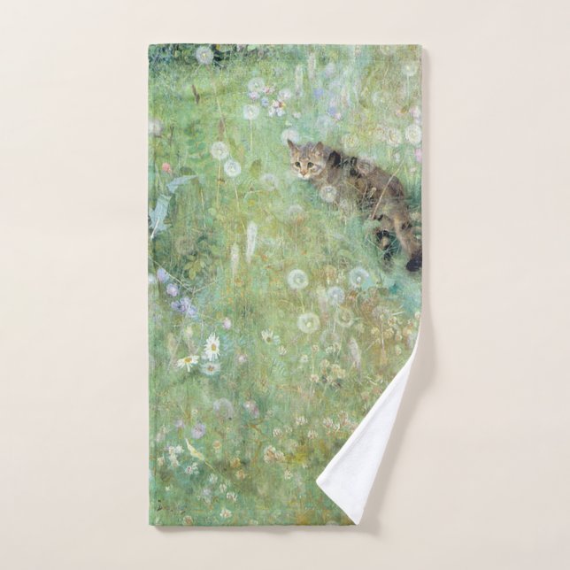 Chat dans la prairie d'été, Bruno Liljefors (Serviette à main)
