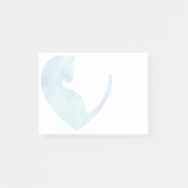 Chat dans le coeur - Bleu Post-it Notes (Devant)
