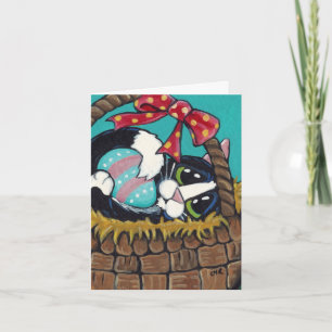 Chat dans le panier de Pâques Carte de note