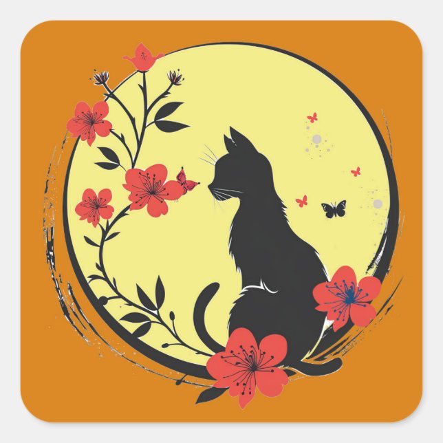 Chat dans les Stickers Lune (Devant)