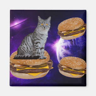 CHAT DANS L'ESPACE AVEC Aimant CHEESEBURGERS