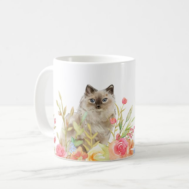 Chat dans un jardin de Mug Fleur sauvage (Devant gauche)