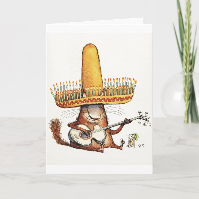 Chat dans une carte de sombrero (Devant)