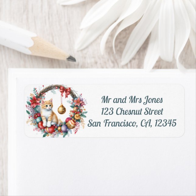 Chat dans une couronne florale de Noël 2- Adresse  (En situation)