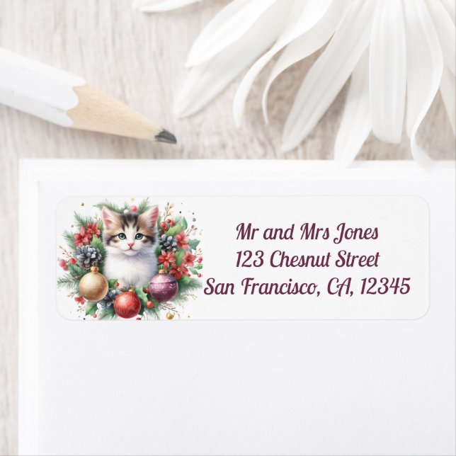 Chat dans une couronne florale de Noël 5- Adresse  (En situation)