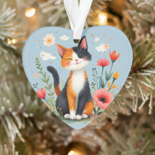 Chat de Calico   Art floral Cottagecore