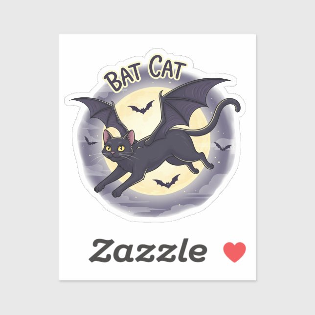 Chat de chauve-souris - Sticker Halloween Kitty Vi (Feuille)