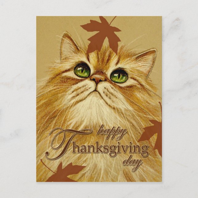 Chat de gingembre et feuille - carte postale (Devant)