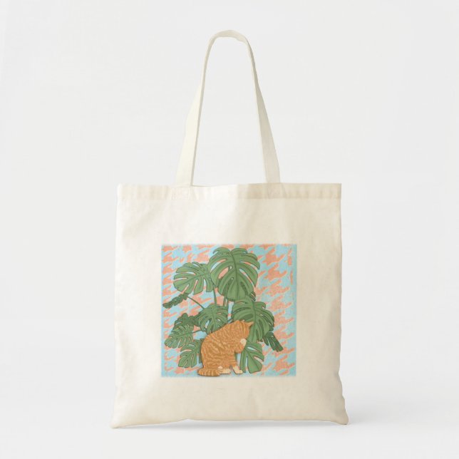 Chat de gingembre par le sac fourre-tout à (Devant)