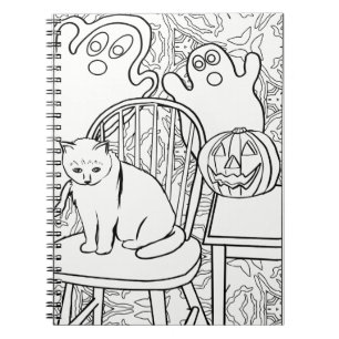 Chat de Halloween et carnet de fantômes