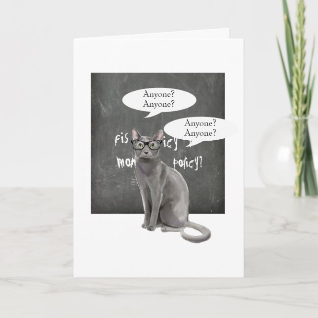 Chat de l'enseignant avec carte de voeux pliée (Devant)