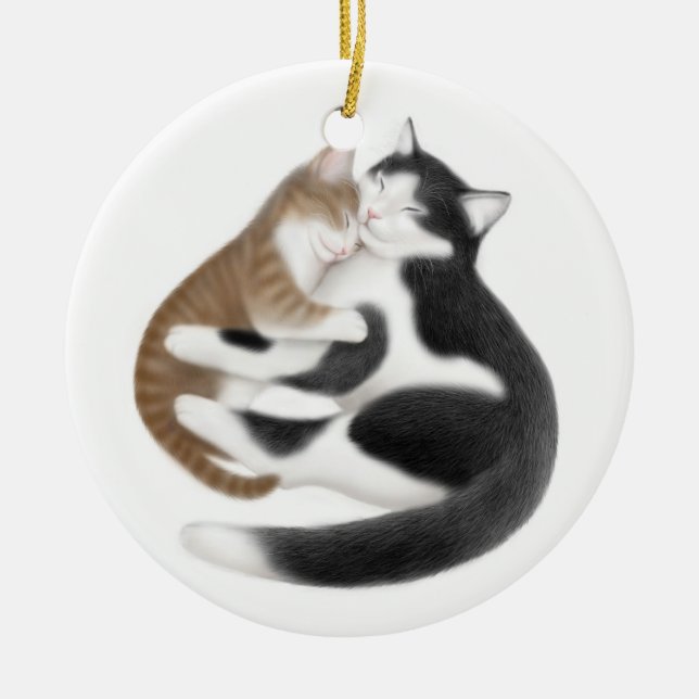 Chat de maman et son ornement de chaton (Devant)