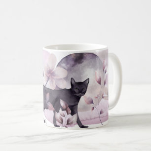 Chat de minuit et une Pleine lune de café Mug