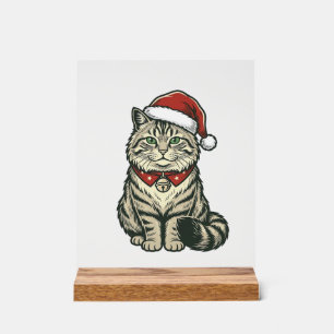 Chat de Noël Chapeau de Père Noël Dessin de Gravur