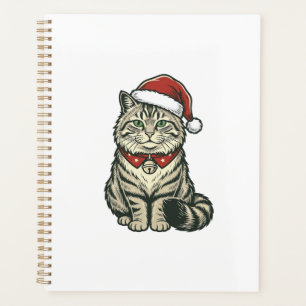 Chat de Noël Chapeau de Père Noël Dessin de Gravur