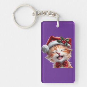 Chat de Noël mignon avec chapeau de Père Noël et C