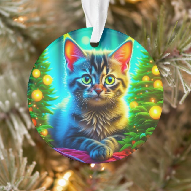 Chat de Noël personnalisé et arbres de Noël (Arbre)