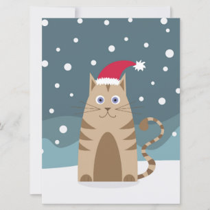 Chat de Noël portant un chapeau santa sur la carte