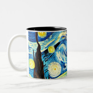 Chat de nuit étoilé - Mug à deux tons