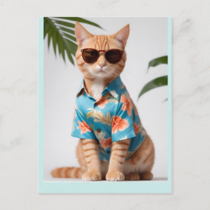 CHAT DE PLAGE AVEC LUNETTES Carte postale