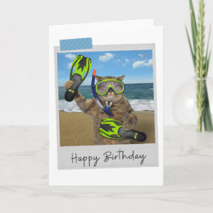 Chat de plongée libre amusant Carte d'anniversaire