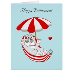 Chat de retraite à Hammock sur bleu clair