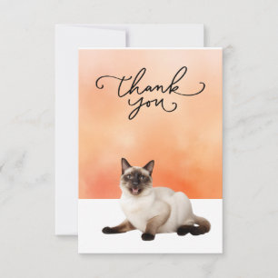 Chat de Siamese avec Merci mot aquarelle