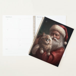 Chat de Sibérie avec Noël Festif du Père Noël