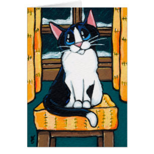 Chat de smoking à la peinture de fenêtre de Milou