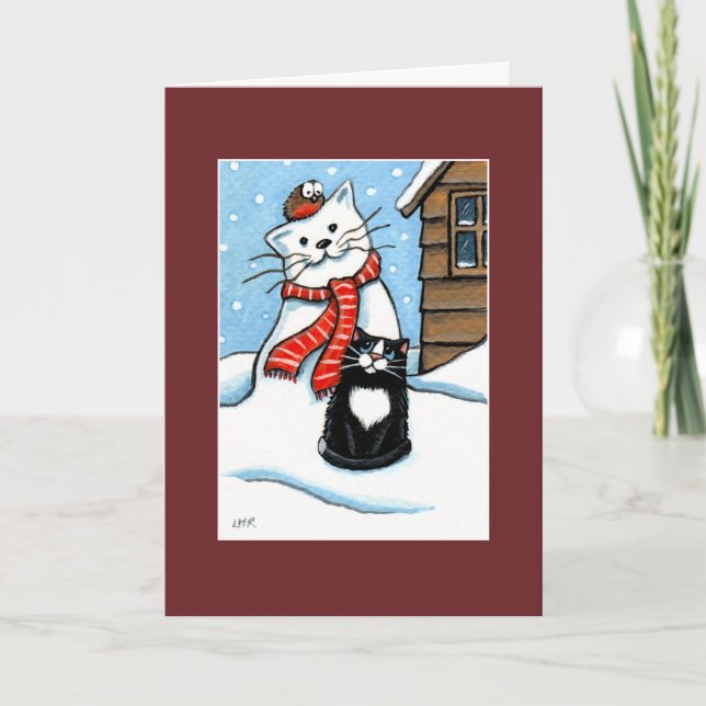 Chat de smoking, Robin et carte de Noël de (Devant)